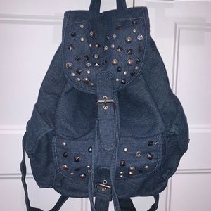Claire’s Denim Stud Backpack